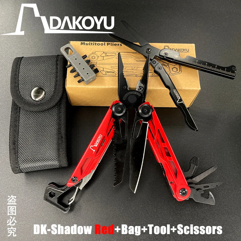 DAKOYU DKShadow Alicates multiherramienta para acampar con silbato de emergencia Herramienta compacta para exteriores de 8 colores, adecuada para senderismo y acampada