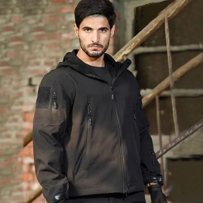 Conjuntos de chaquetas tácticas impermeables unisex, chaqueta de caza y senderismo de concha suave para exteriores, traje de pantalón Cargo de lana, chándales, invierno