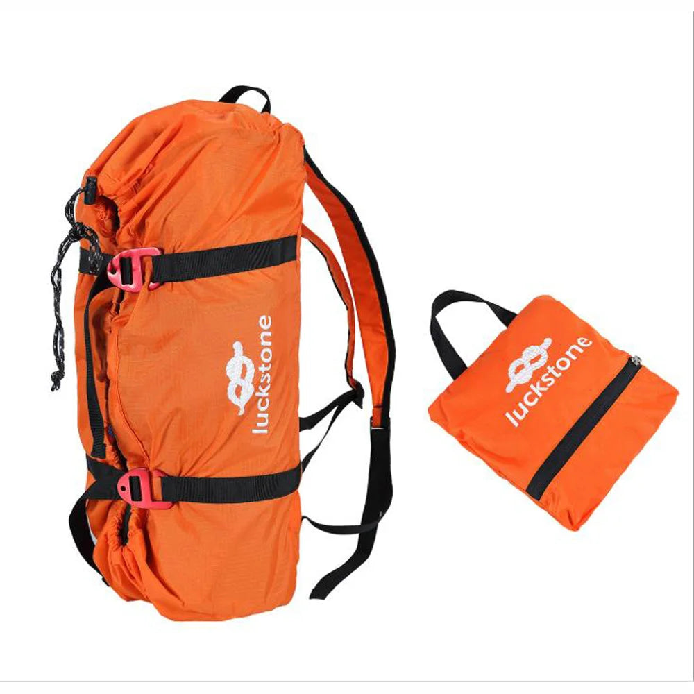Bolsa de cuerda para escalada en roca, bolsa de transporte de cordón, mochila de hombro para senderismo, mochila impermeable portátil plegable, estera de suelo