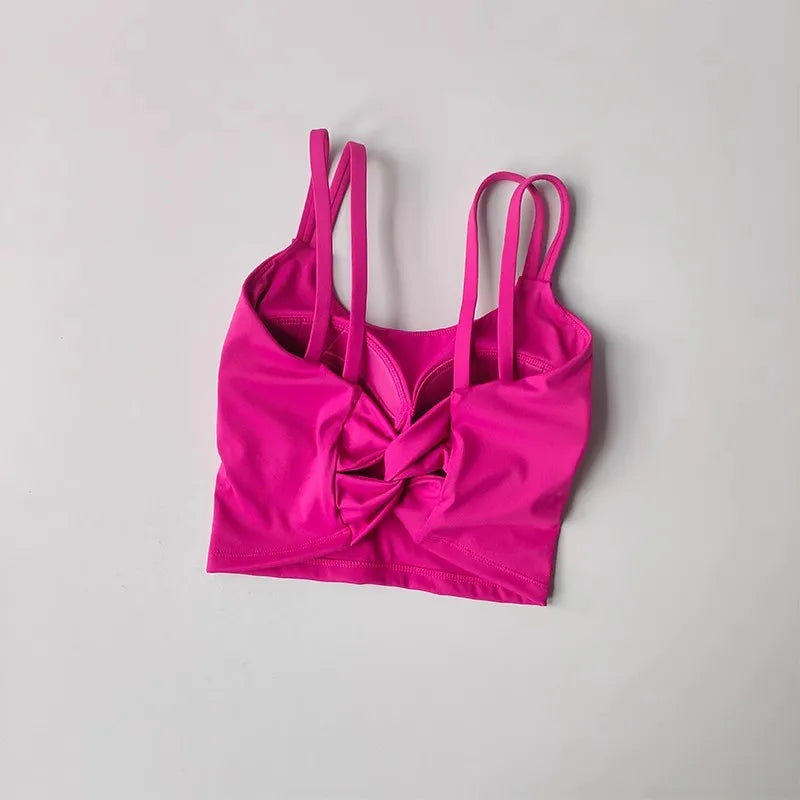 Sujetadores deportivos para mujer, Top deportivo, lencería Sexy, almohadilla fija push-up, sujetador de Yoga, ropa interior anudada en la espalda, chaleco para correr, camisetas de gimnasio