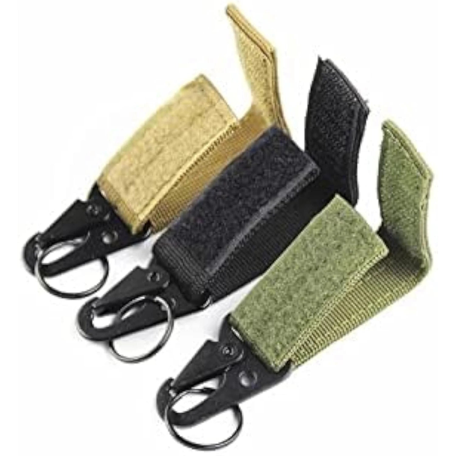 Mosquetón con hebilla de correas de nailon táctico, gancho EDC Molle para mochila, Clip para cinturón, llavero, colgador para acampar y escalar al aire libre, 3 uds.