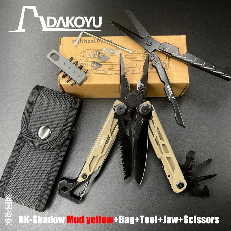 DAKOYU DKShadow Alicates multiherramienta para acampar con silbato de emergencia Herramienta compacta para exteriores de 8 colores, adecuada para senderismo y acampada