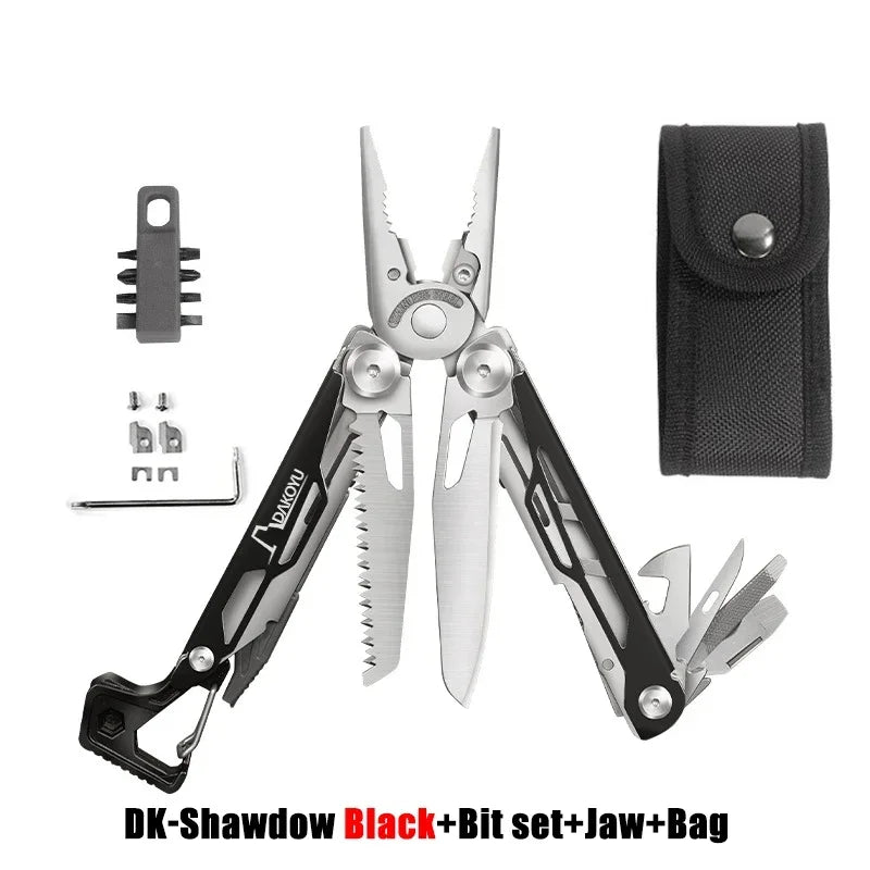 DAKOYU DKShadow Alicates multiherramienta para acampar con silbato de emergencia Herramienta compacta para exteriores de 8 colores, adecuada para senderismo y acampada