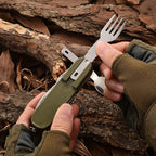 Vajilla multifuncional 7 en 1 para exteriores, tenedor plegable de acero inoxidable, cuchillo, cuchara, Picnic, Camping, senderismo, viaje