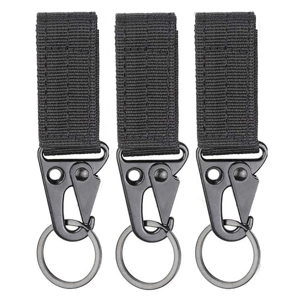 Mosquetón con hebilla de correas de nailon táctico, gancho EDC Molle para mochila, Clip para cinturón, llavero, colgador para acampar y escalar al aire libre, 3 uds.