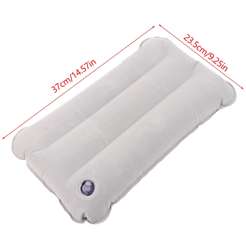Almohada inflable portátil de PVC flocado, almohada de aire para dormir para acampar, viajes, senderismo al aire libre, vuelo, almohada plegable para reposacabezas