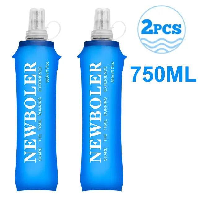 Botella de agua de 750ML, matraz blando plegable de TPU, botella de agua deportiva, bolsa de agua, botella de agua plegable para correr, acampar y hacer senderismo