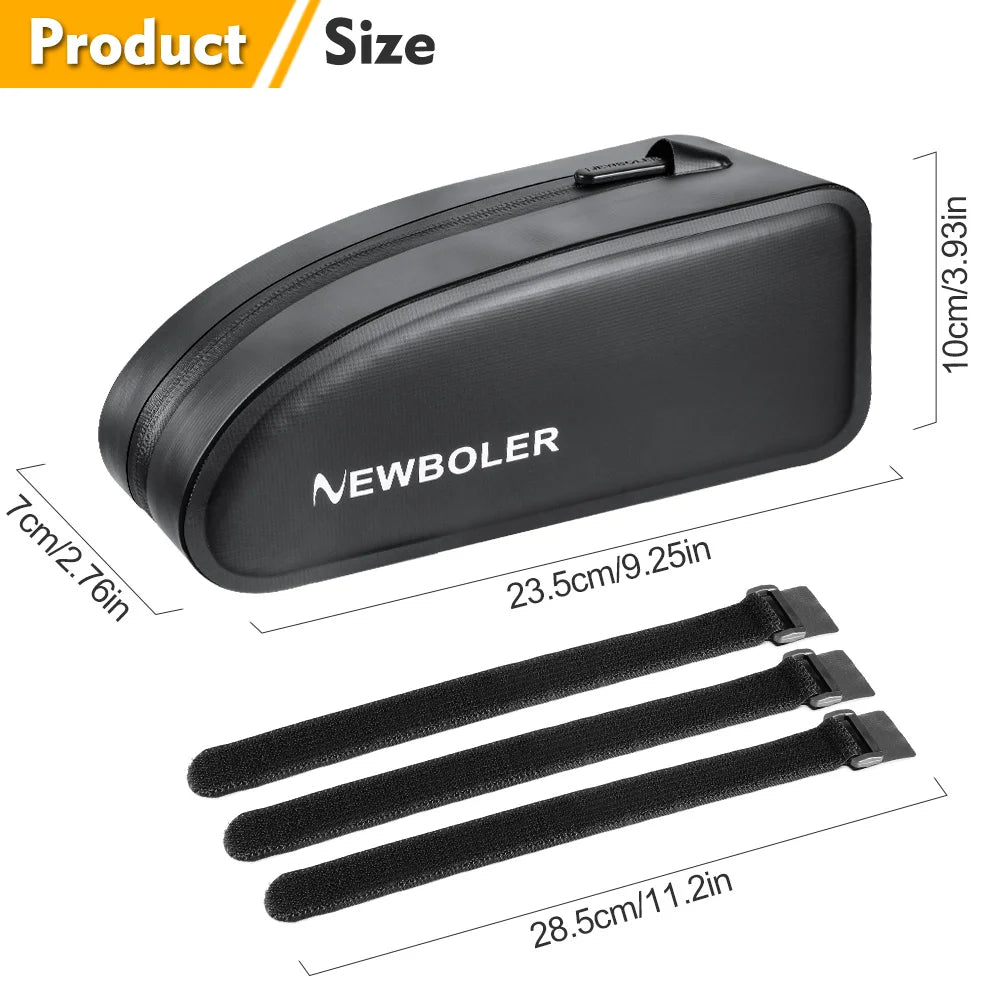Bolsa para bicicleta impermeable, bolsa para cuadro de tubo frontal superior de ciclismo, gran capacidad, alforja para bicicleta de montaña y carretera, accesorios negros para bicicleta