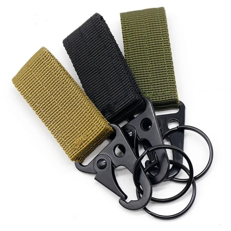 Mosquetón con hebilla de correas de nailon táctico, gancho EDC Molle para mochila, Clip para cinturón, llavero, colgador para acampar y escalar al aire libre, 3 uds.
