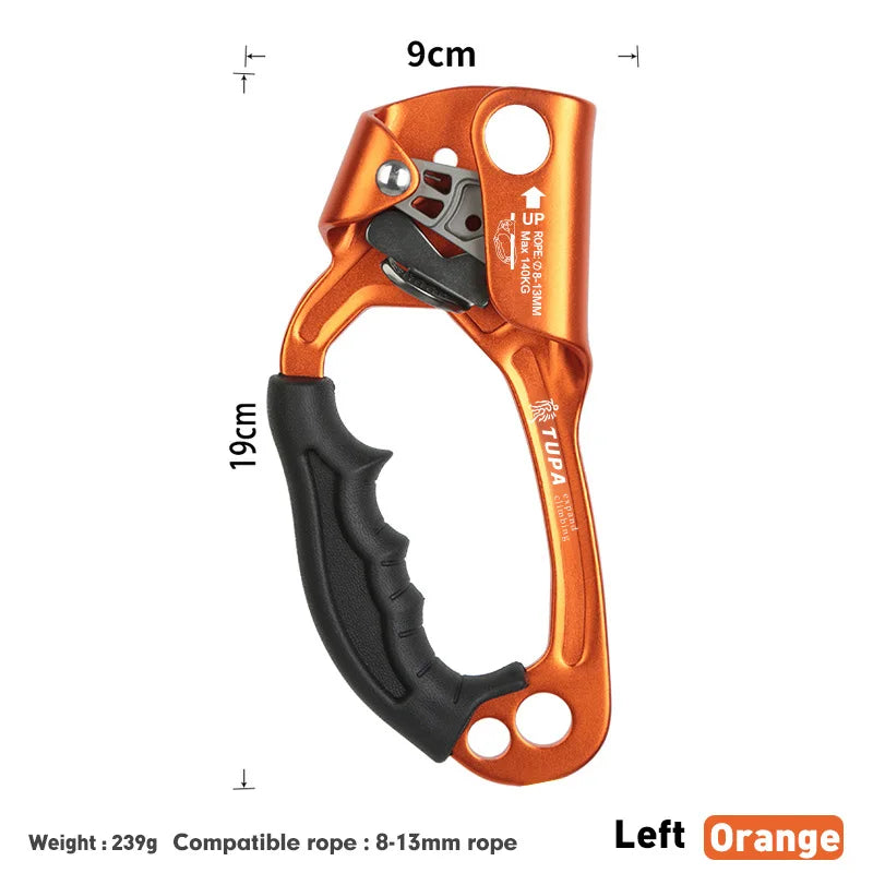 Dispositivo ascendente de mano SRT para escalada en roca al aire libre mango de montañero equipo de escalada de mano izquierda y derecha herramientas de cuerda