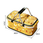 Cesta de Picnic con aislamiento de 19L, bolsa térmica plegable, mango de marco de aluminio, refrigerador para acampar, almacenamiento, transportador de comestibles, organizador con cremallera