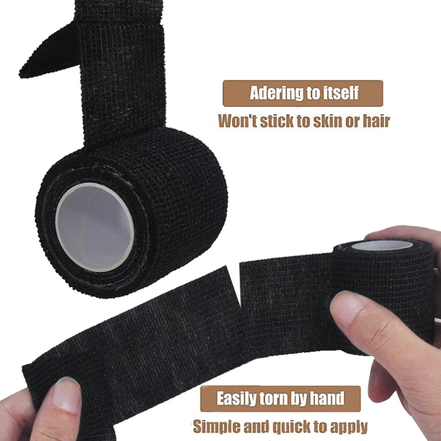 Vendaje deportivo de gasa negra, 6 uds./12 Uds./24 Uds., 5cm x 4,5 m, con vendaje elástico transpirable autoadhesivo para fijar dedos, muñecas