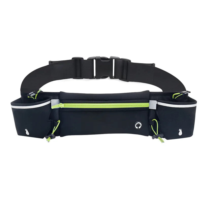 Riñonera para correr y rastreo de maratón para teléfono, botella de agua, riñonera deportiva para Fitness, cinturón para correr con dos bolsillos, riñonera para hombres y mujeres