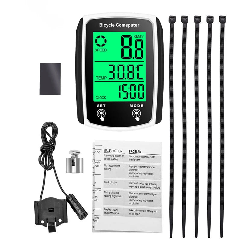 Velocímetro para bicicleta, odómetro, pantalla LCD, velocímetro de ciclismo con cable, velocímetro para bicicleta de montaña, accesorios para bicicleta