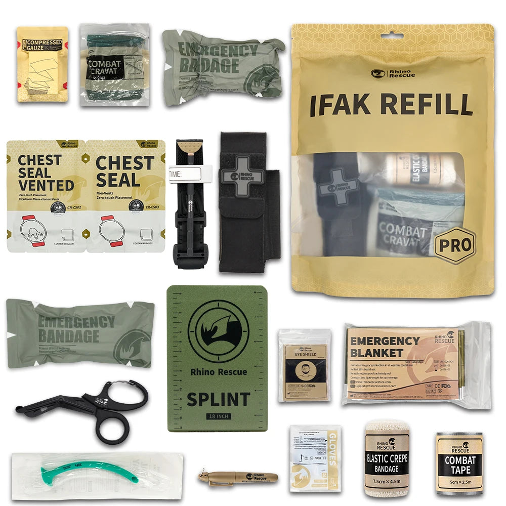 RHINO RESCUE Botiquín de primeros auxilios para traumatismos para configurar el kit de supervivencia Kit de emergencia al aire libre para acampar senderismo IFAK Kit de recarga