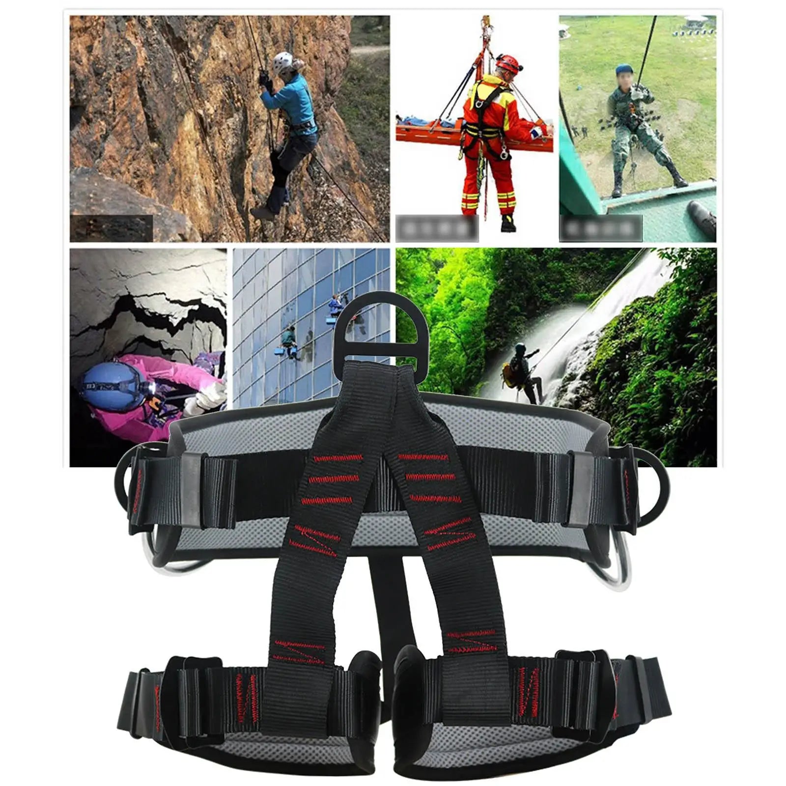 Arnés de escalada en roca para árboles, protección contra caídas, arnés resistente de 25kN para equipos de supervivencia, suministros de protección para exteriores
