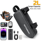 Bolsa para bicicleta impermeable, bolsa para cuadro de tubo frontal superior de ciclismo, gran capacidad, alforja para bicicleta de montaña y carretera, accesorios negros para bicicleta