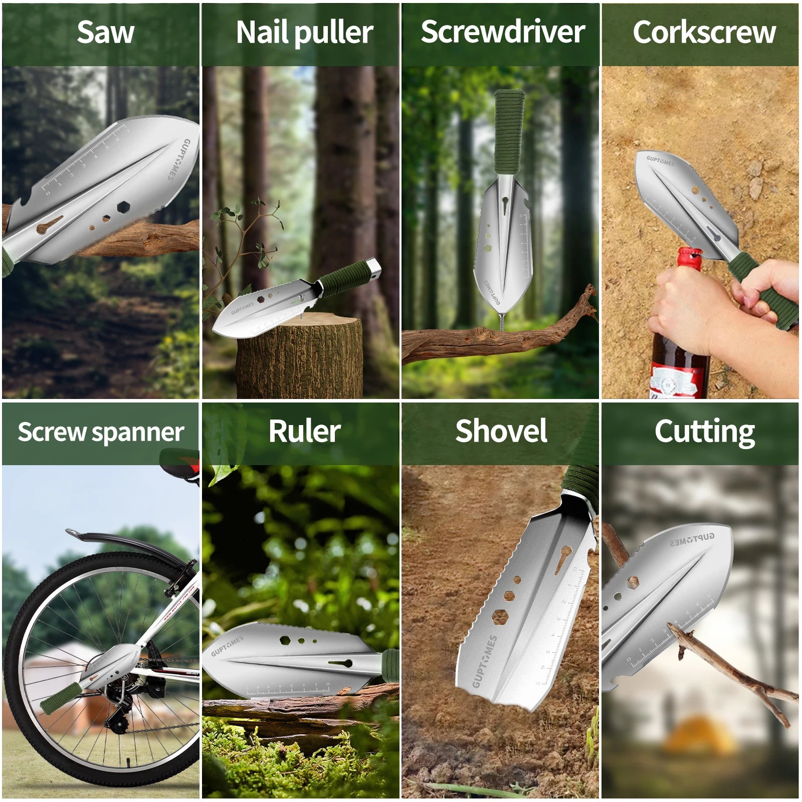 Pala multiherramienta 8 en 1 para acampar, herramientas de jardín, pala militar para senderismo, pala de supervivencia, Gadgets de Camping para herramienta al aire libre