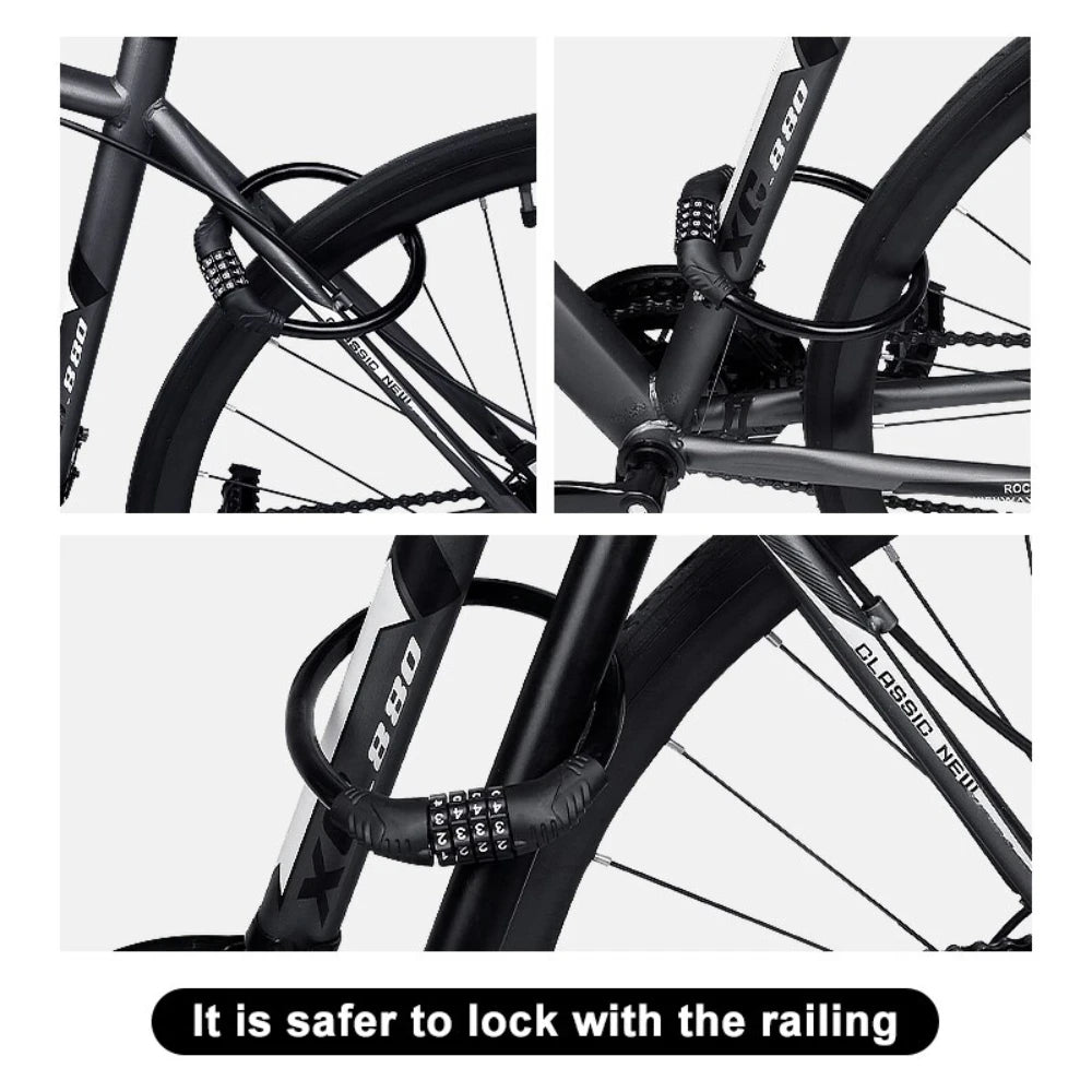 Candado para bicicleta de seguridad con código de 4 dígitos para bicicleta, motocicleta, Scooter