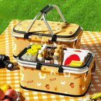 Cesta de Picnic con aislamiento de 19L, bolsa térmica plegable, mango de marco de aluminio, refrigerador para acampar, almacenamiento, transportador de comestibles, organizador con cremallera