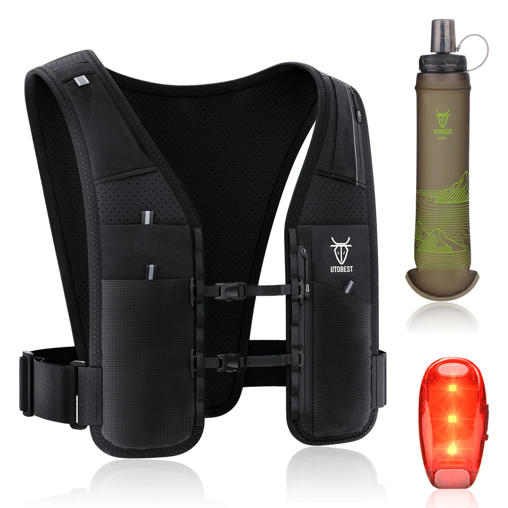 UTOBEST UTR113 Chaleco reflectante de hidratación para correr Soporte ajustable para teléfono para entrenamiento Ciclismo Correr de noche