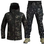 Conjuntos de chaquetas tácticas impermeables unisex, chaqueta de caza y senderismo de concha suave para exteriores, traje de pantalón Cargo de lana, chándales, invierno