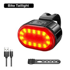 Juego de luces delanteras y traseras para bicicleta, faro con carga USB, resistente al agua, linterna LED, accesorios para bicicleta