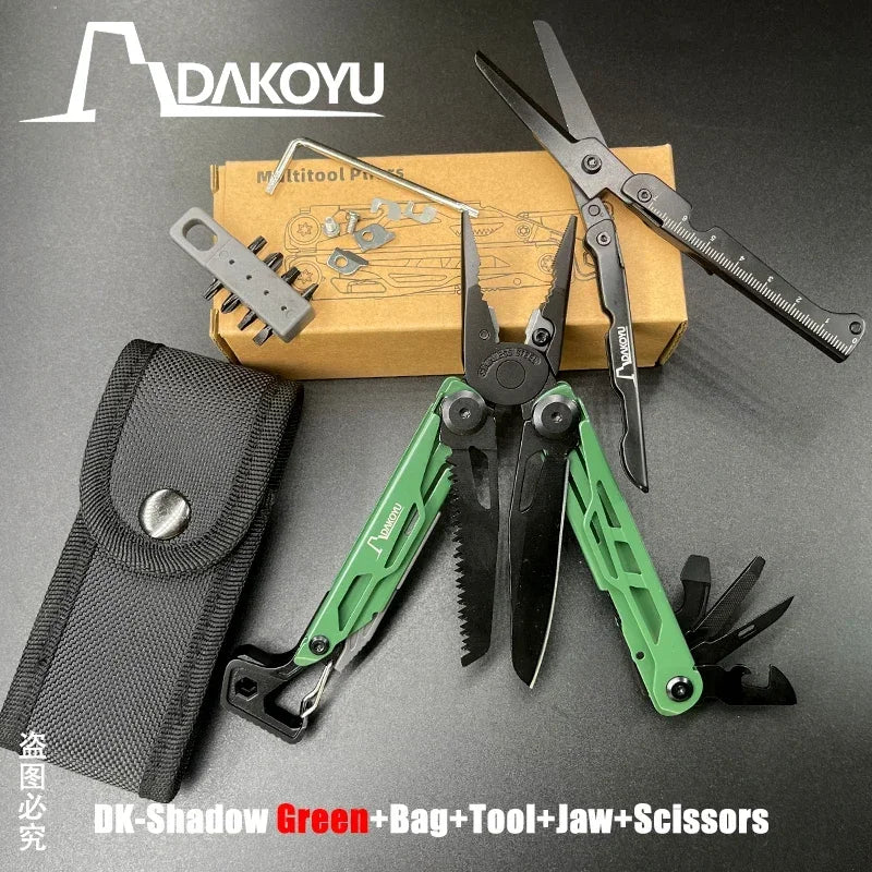 DAKOYU DKShadow Alicates multiherramienta para acampar con silbato de emergencia Herramienta compacta para exteriores de 8 colores, adecuada para senderismo y acampada
