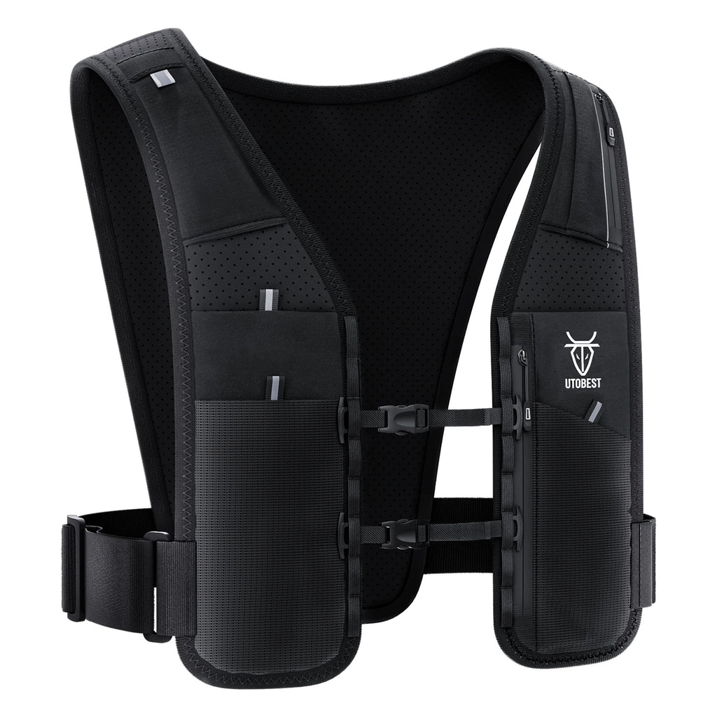 UTOBEST UTR113 Chaleco reflectante de hidratación para correr Soporte ajustable para teléfono para entrenamiento Ciclismo Correr de noche