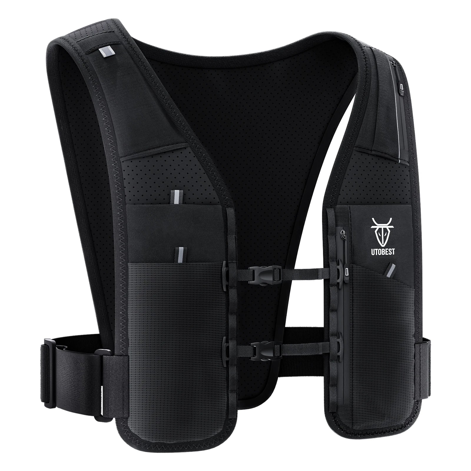 UTOBEST UTR113 Chaleco reflectante de hidratación para correr Soporte ajustable para teléfono para entrenamiento Ciclismo Correr de noche