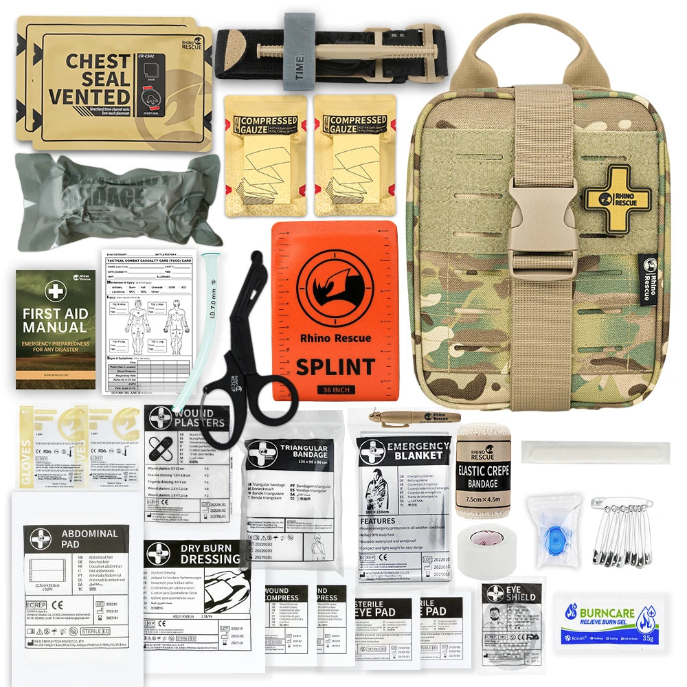 RHINO RESCUE-SE IFAK Botiquín de primeros auxilios para traumatismos, bolsa médica táctica para viajes en casa en coche, senderismo y acampada, equipo de supervivencia de emergencia