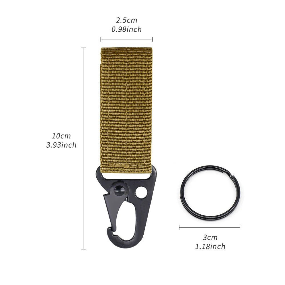 Mosquetón con hebilla de correas de nailon táctico, gancho EDC Molle para mochila, Clip para cinturón, llavero, colgador para acampar y escalar al aire libre, 3 uds.