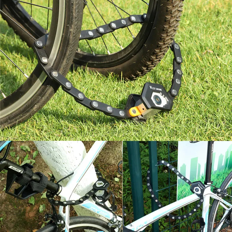 Candado plegable para bicicleta, candado de seguridad antirrobo de acero de aleación portátil, candado para bicicleta eléctrica, accesorios para bicicleta de montaña y carretera
