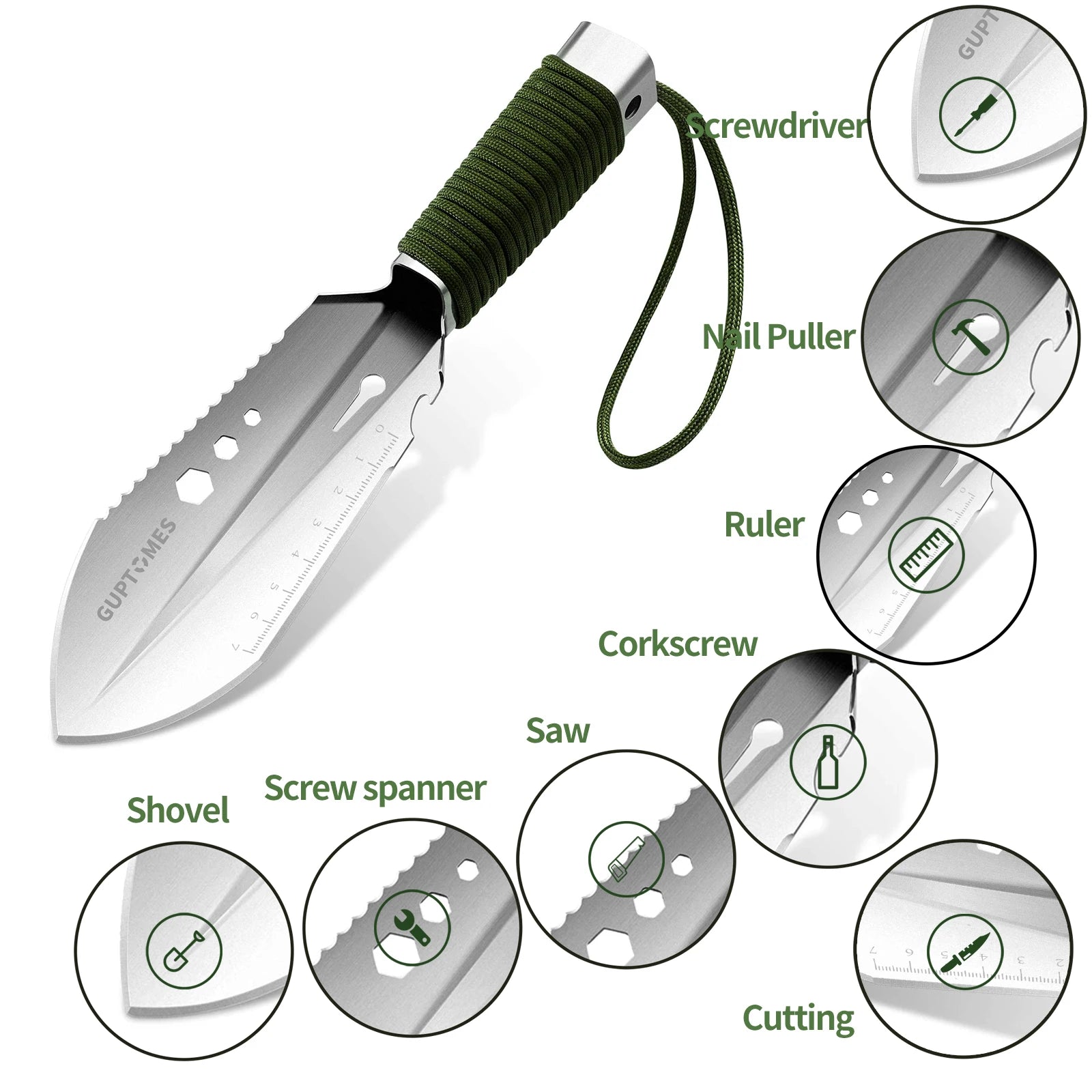 Pala multiherramienta 8 en 1 para acampar, herramientas de jardín, pala militar para senderismo, pala de supervivencia, Gadgets de Camping para herramienta al aire libre