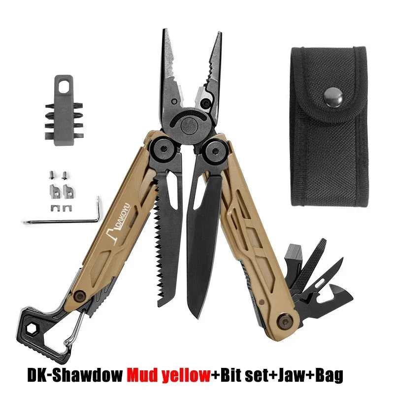 DAKOYU DKShadow Alicates multiherramienta para acampar con silbato de emergencia Herramienta compacta para exteriores de 8 colores, adecuada para senderismo y acampada