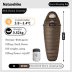 Naturehike-saco de dormir de plumón de pato Snowbird mejorado, 650FP, ultraligero, cálido, para 4 estaciones, para viajes al aire libre y senderismo