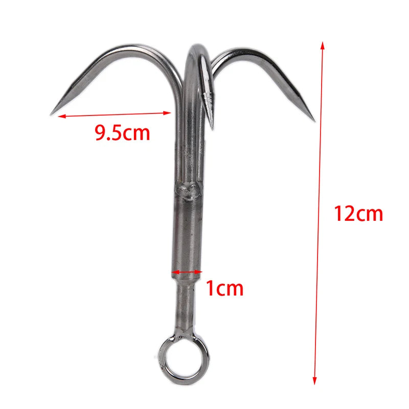 Gancho de agarre de 3 garras, herramienta de mosquetón de supervivencia de escalada, acero inoxidable, 1 unidad