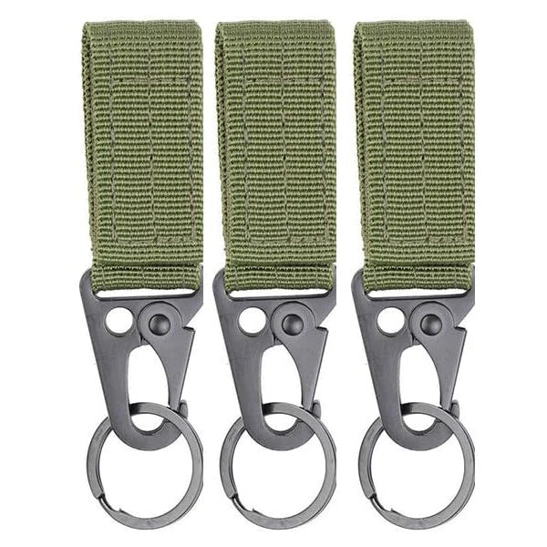 Mosquetón con hebilla de correas de nailon táctico, gancho EDC Molle para mochila, Clip para cinturón, llavero, colgador para acampar y escalar al aire libre, 3 uds.