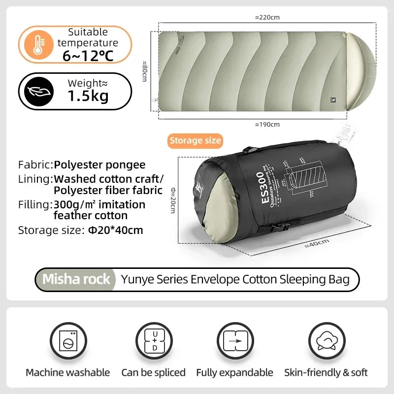 Saco de dormir Qunature para acampar al aire libre, colcha de empalme portátil cálida para el hogar resistente al frío para una sola persona, equipo de Camping