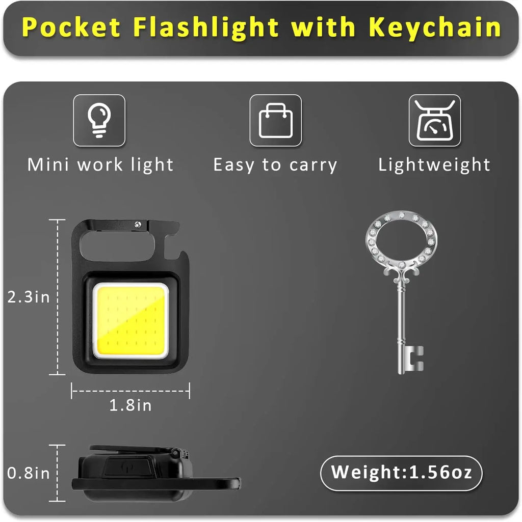 Linterna LED superbrillante, soporte plegable de 1500LM, llavero con abrebotellas, luz impermeable recargable por USB, herramienta para acampar al aire libre