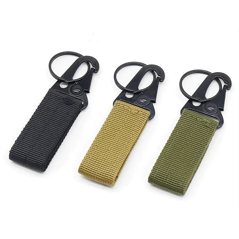 Mosquetón con hebilla de correas de nailon táctico, gancho EDC Molle para mochila, Clip para cinturón, llavero, colgador para acampar y escalar al aire libre, 3 uds.