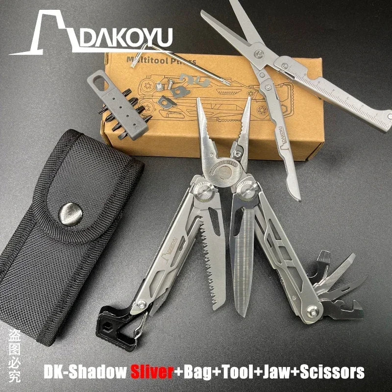 DAKOYU DKShadow Alicates multiherramienta para acampar con silbato de emergencia Herramienta compacta para exteriores de 8 colores, adecuada para senderismo y acampada