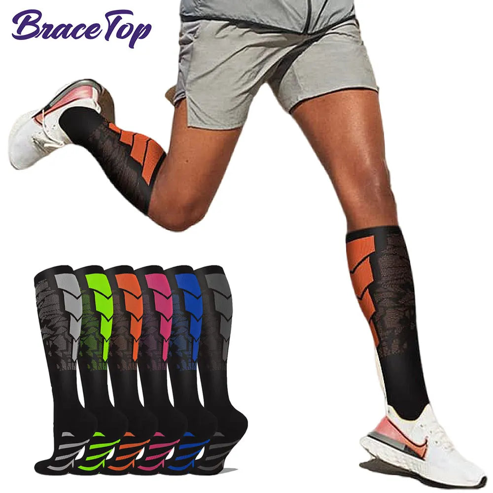 1 par de calcetines deportivos de compresión para mujeres y hombres, calcetines de soporte para pantorrilla para correr, enfermeras, vuelo, embarazo, circulación atlética