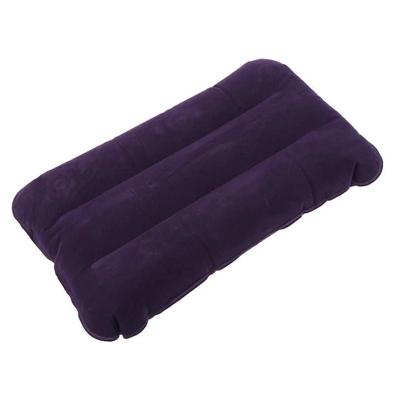 Almohada inflable portátil de PVC flocado, almohada de aire para dormir para acampar, viajes, senderismo al aire libre, vuelo, almohada plegable para reposacabezas