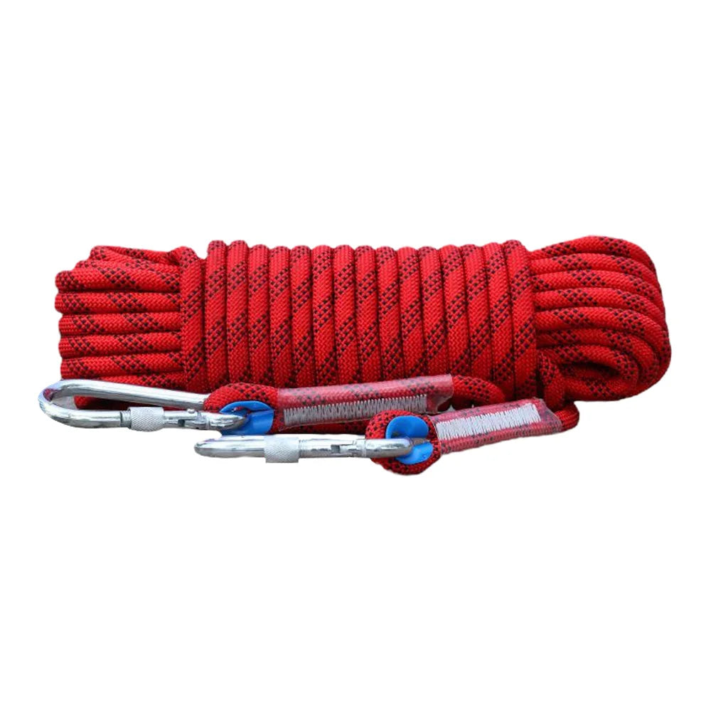 Cuerda de escalada de 10 mm para adultos con doble gancho duradera para escalada en roca, escalada en árboles, gimnasio y aventuras al aire libre