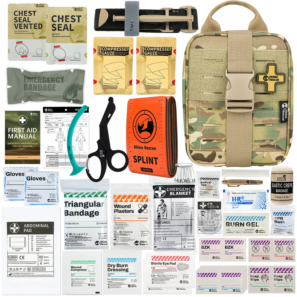 RHINO RESCUE-SE IFAK Botiquín de primeros auxilios para traumatismos, bolsa médica táctica para viajes en casa en coche, senderismo y acampada, equipo de supervivencia de emergencia