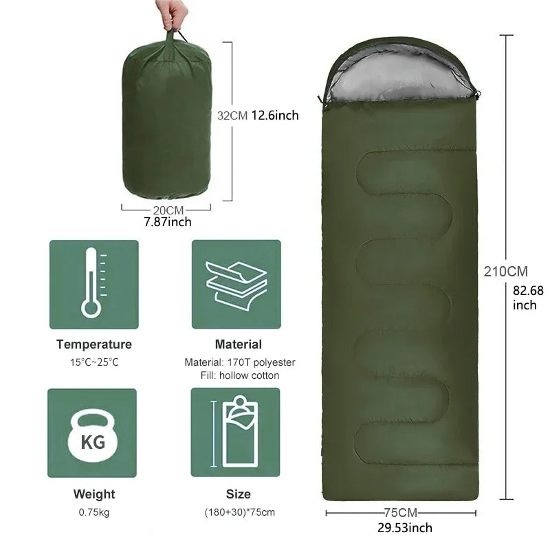 Saco de dormir para acampar, ultraligero, impermeable, sobre cálido para 4 estaciones, sacos de dormir para mochilero, para viajes al aire libre y senderismo