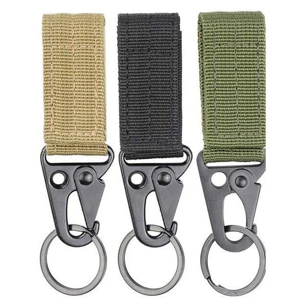 Mosquetón con hebilla de correas de nailon táctico, gancho EDC Molle para mochila, Clip para cinturón, llavero, colgador para acampar y escalar al aire libre, 3 uds.