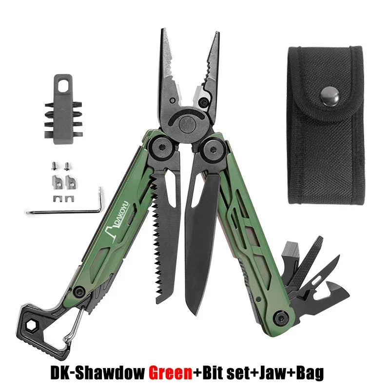 DAKOYU DKShadow Alicates multiherramienta para acampar con silbato de emergencia Herramienta compacta para exteriores de 8 colores, adecuada para senderismo y acampada