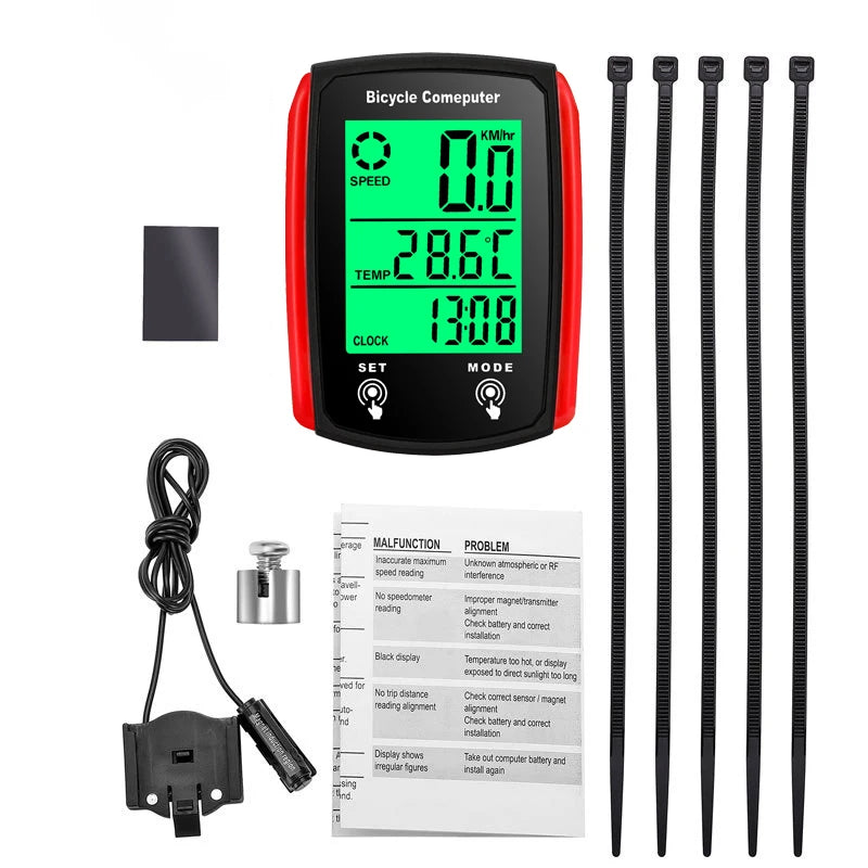 Velocímetro para bicicleta, odómetro, pantalla LCD, velocímetro de ciclismo con cable, velocímetro para bicicleta de montaña, accesorios para bicicleta